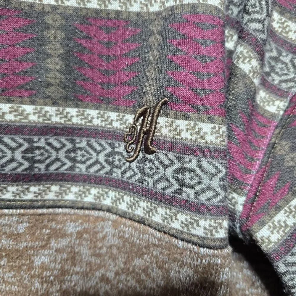 Hooey Jimmy Southwestern Aztec Henley Hoodie Large Western Rodeo Cowboy Outdoor - Picture 3 of 8